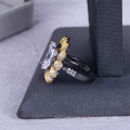 High quality black gun plated ring white big stone ring women